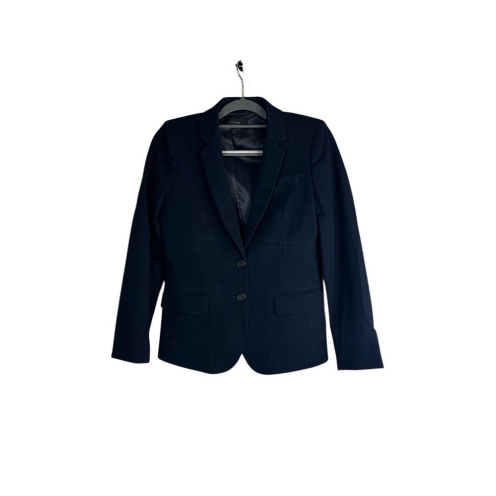 J.Crew Womens Navy Blue Blazer Size 4 Tailored Two-Button Jacket Business Casual
